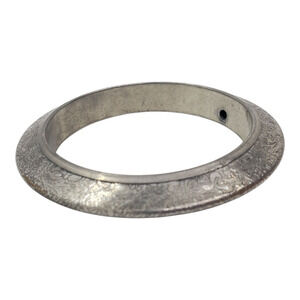 Engraved Etched Floral Silver Plated Bangle Bracelet Wide Domed Fancy Chunky